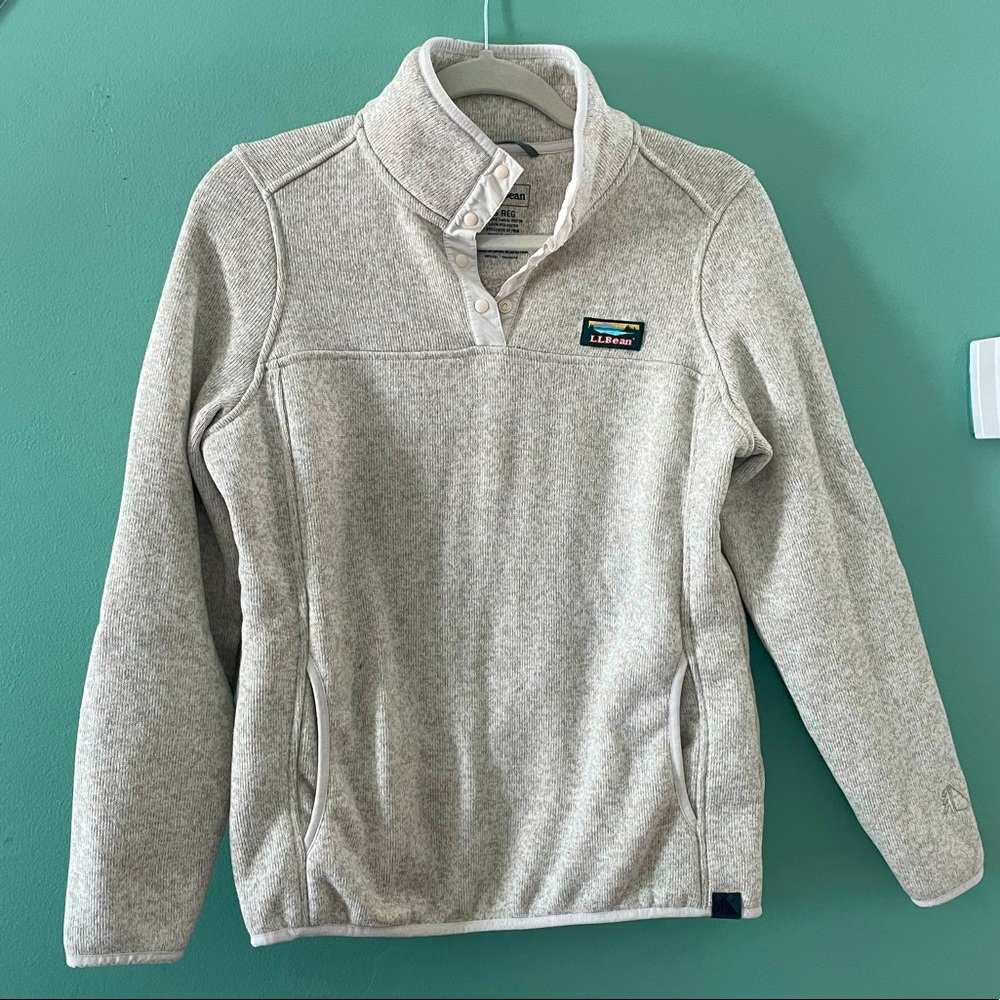 LLBean Fleece Pullover in Light Tan